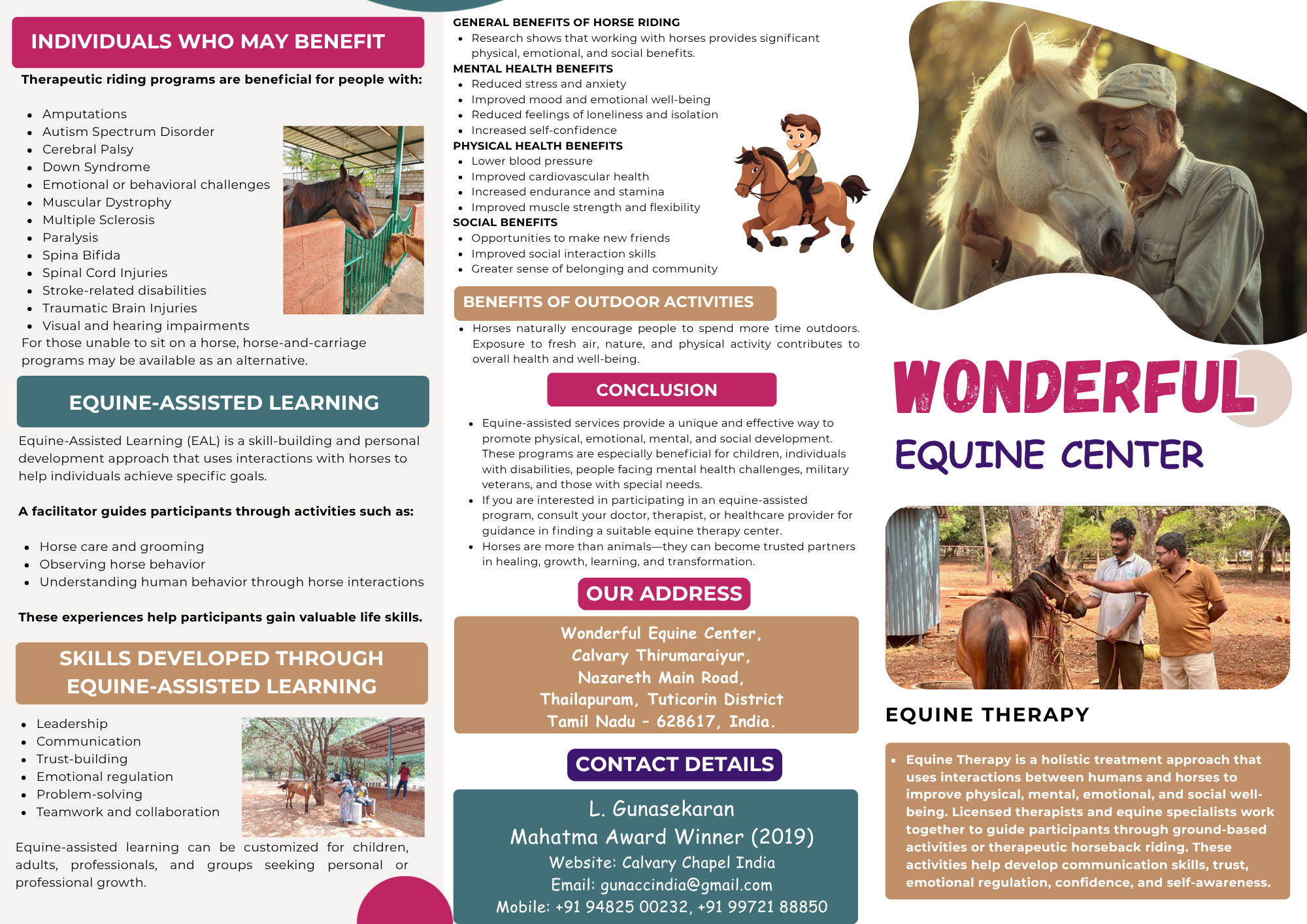 Equine therapy brochure — English, page 1